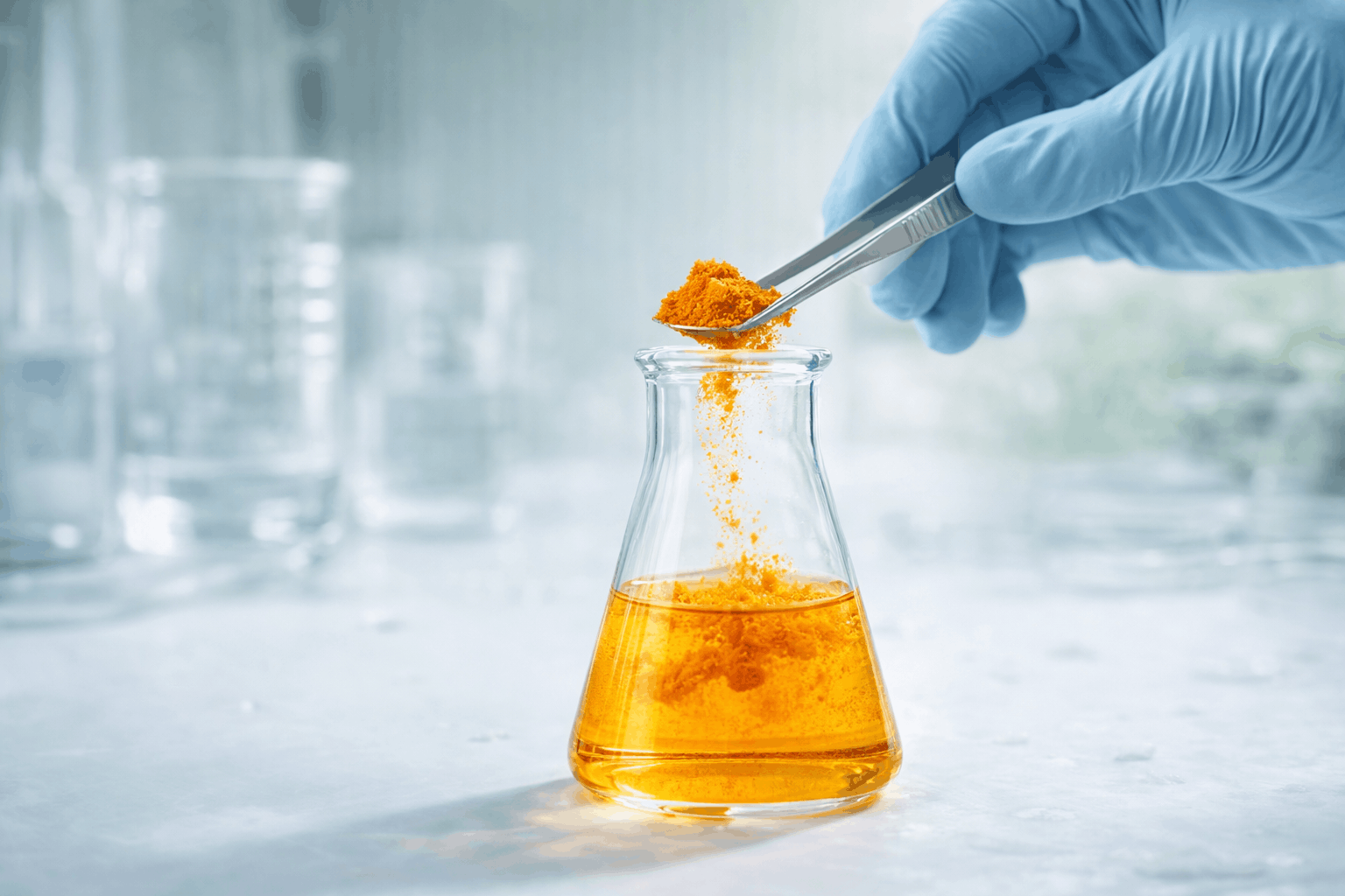 Illustration scientifique curcuma en laboratoire