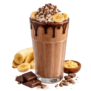 Smoothie protéiné banane chocolat avec Whey Pois Chocolat