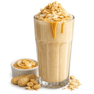 Smoothie protéiné beurre de cacahuète avec Whey Pois Vanille