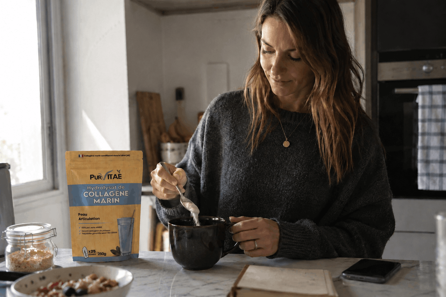 Collagène marin Pur Vitaé dans une boisson